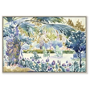 Art Remedy Golden Henri Edmond Cross - Garden at Saint Clair Impresionism Landscape Wall Art, 36" x 24", Silver Frame - 1 of 4