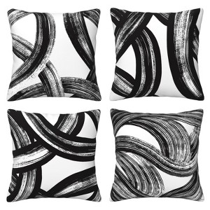 Black and White Striped Throw Pillows Covers 18x18 Set of 4 Abstract Art Decorative Square Pillow Case - 1 of 4