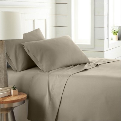 Southshore Fine Living Coastal Stripes Easy Care 4-Piece Microfiber Ultra-Soft Sheet Set Grey Queen