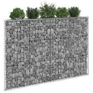 VidaXL Trapezium Gabion Raised Bed Galvanized Steel 59.1 inches x7.9 inches x39.4 inches - 1 of 4