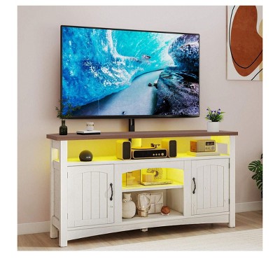 Farmhouse TV Stand with  Mount for 70 Inch TV  ,LED Entertainment Center with Storage & Power Outlets for Living Room