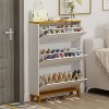 Famapy 35.4"W White Shoe Storage Cabinet with Foldable Compartments and Drawer - 4 of 4