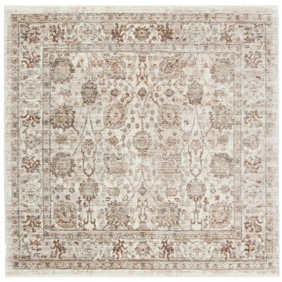 Hand-Knotted Square Black Viscose Area Rug 47" x 47"