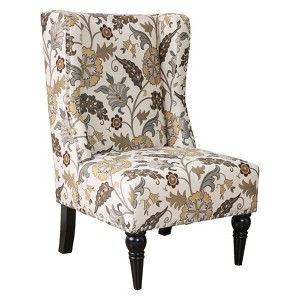 Galvez Contemporary Wingback Accent Chair Floral Chocolate - ioHOMES, Brown