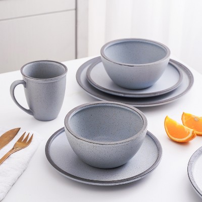 Blue and Grey Ceramic 16-Piece Dinnerware Set