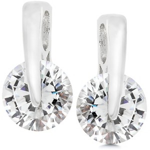 Slickblue Timeless 3ct Rhodium Plated Elegance Earrings for Women, Round CZ, Fashion Jewelry with Tension Setting - 1 of 3