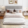CAVINAS Queen Size Bed with Headboard and Sensor Light, Upholstered Platform, Floating Velvet Platform, Gray - 2 of 4