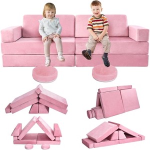Acekool 22PCS Modular Kids Play Couch, Convertible Floor Sofa, Creative Foam Couch for Playroom, Bedroom, Boys & Girls,Pink - 1 of 4