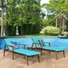 Tangkula Set of 3 Chaise Lounge Chair Set Acacia Wood Frame Adjustable Backrest W/Cushions - 2 of 4