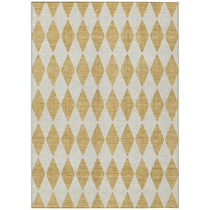 Gold And Light Brown Geometric Washable Indoor Outdoor Area Rug - 1 of 4