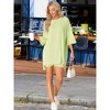 cheibear Women's Knit Loose Fit T-Shirt with Biker Shorts Lounge Sleepwear Pajama Sets - 3 of 4