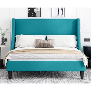 Allewie Bed Frame, Platform Bed Frame with Upholstered Headboard, Modern Deluxe Wingback, Wood Slat Support, Mattress Foundation - 1 of 4