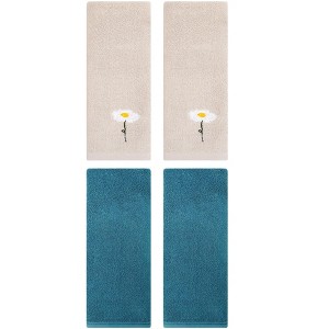 REGALWOVEN 4 Pcs Cotton Soft Absorbent Bathroom Hand Towels for Home Dcor 13" x 30" - 1 of 4