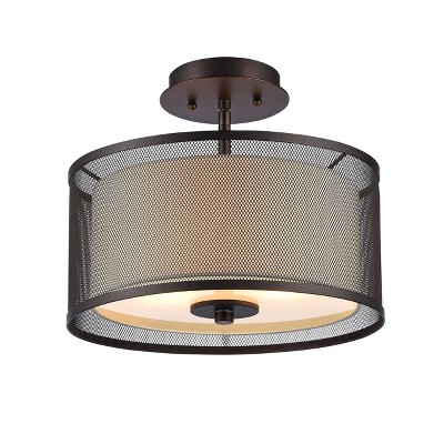 Chloe Lighting Audrey Transitional 2 Light Rubbed Bronze Semi-Flush Ceiling Fixture 13" Wide