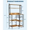 Kitchen Bakers Rack– Rustic Brown Storage Shelf with Power Outlet,4-Tier Microwave Stand & Coffee Bar Table(Includes 6 S-Hooks for Pots) - 2 of 4