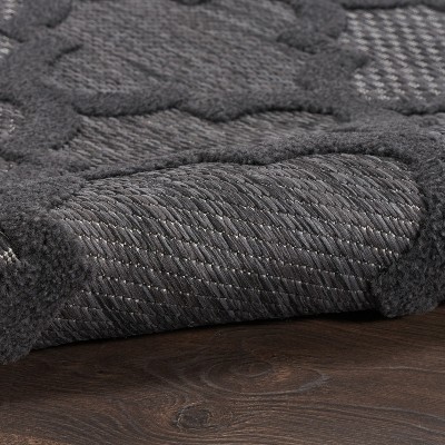 Charcoal Black Moroccan Trellis 7' x 10' Flatweave Area Rug