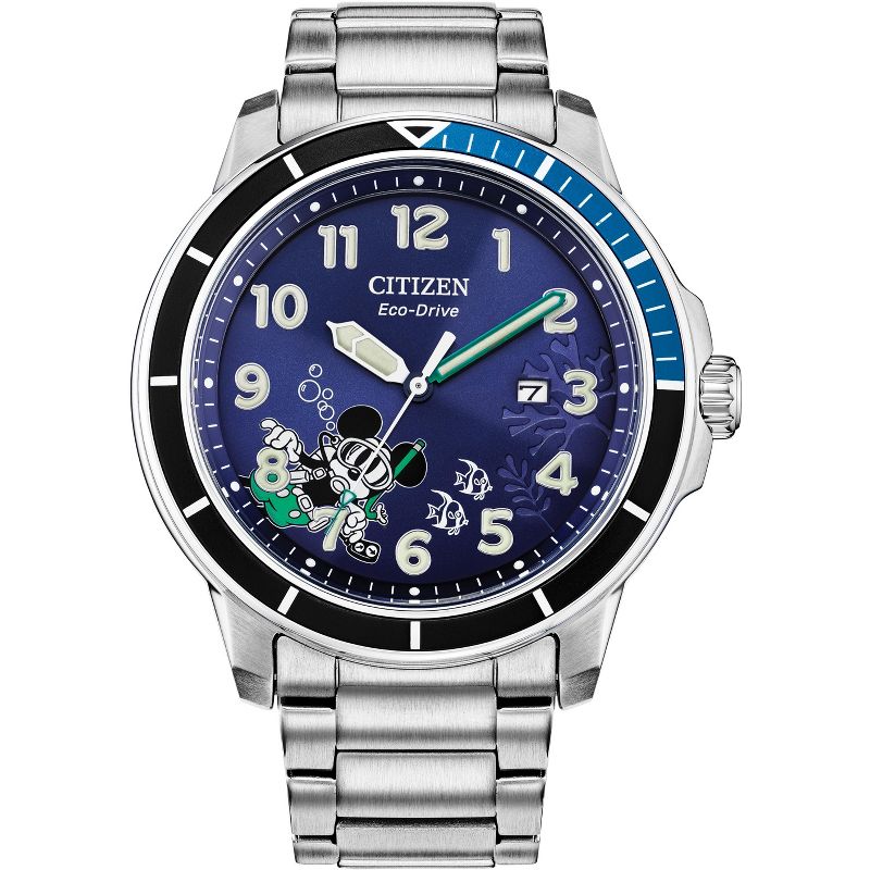 Citizen Disney Eco-Drive watch featuring Mickey Mouse 3-hand Stainless Steel Bracelet, 1 of 5