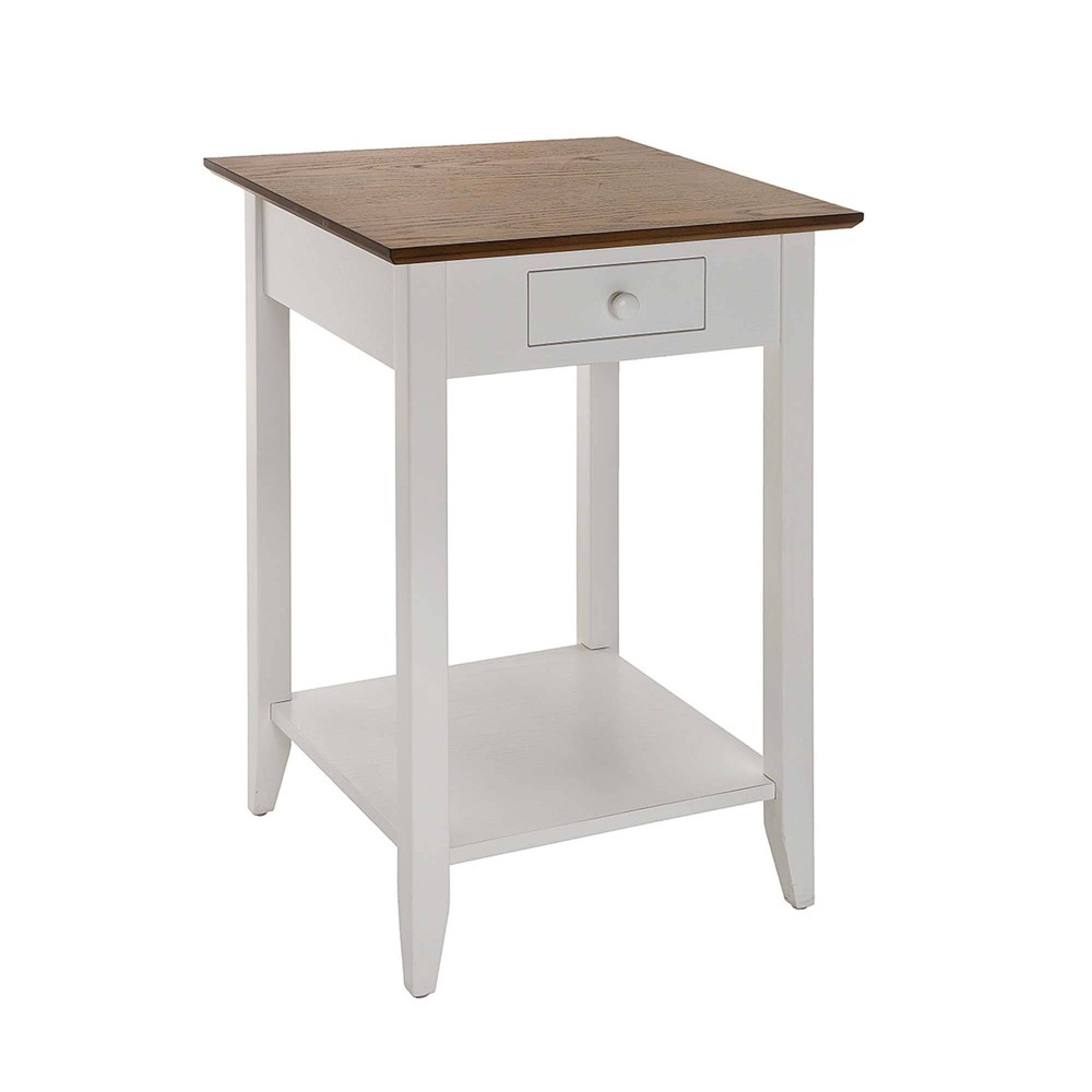 American Heritage End Table with Shelf Driftwood/White - Breighton Home: Rectangle Side Table, MDF Veneer