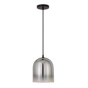 Hudson and Canal 10" Wide Pendant with Glass Shade Smoked Nickel/Ombre Smoked Chrome: UL Listed, Adjustable Height - 1 of 4