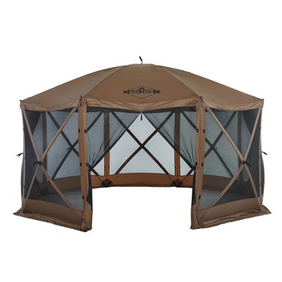 Hike Crew 14.5’ x 14.5’ Pop Up Gazebo, 8-Sided Outdoor Tent Canopy with Stakes, Ropes & More - Brown