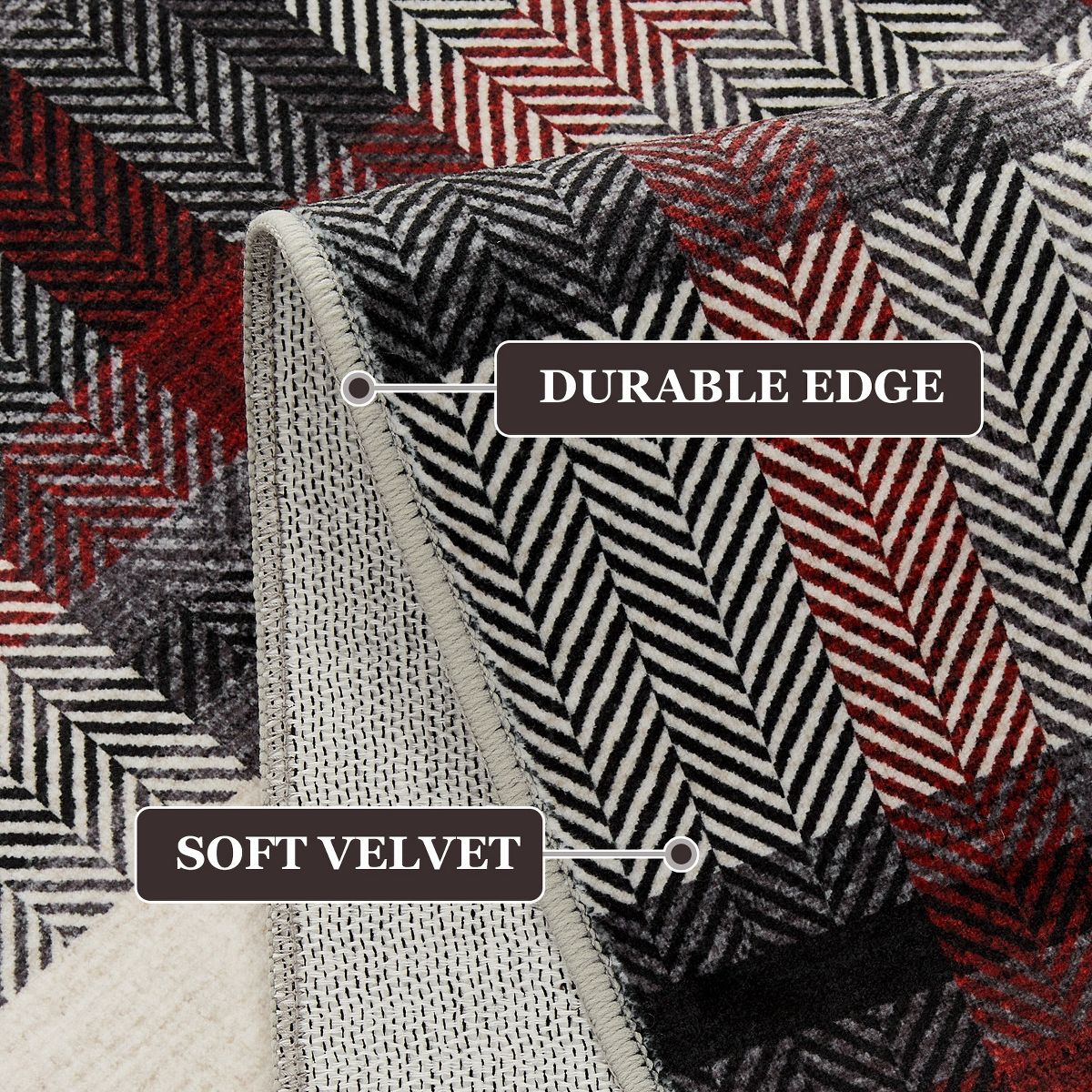 Garvee Washable Soft Patchwork Area Rug, Geometric Non-Slip Stain Resistant Floor Carpet Bedroom Living Office - thumbnail 5