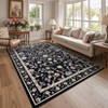 Large Rug for Living Room Non-Slip Ultra-Thin Flower Print Dining Room Rug, Non-Shedding Farmhouse Indoor Mat - 2 of 4
