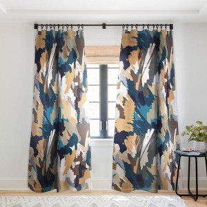 Ninola Design Artistic Texture Blue Gold Single Panel Sheer Window Curtain - Deny Designs - 1 of 4