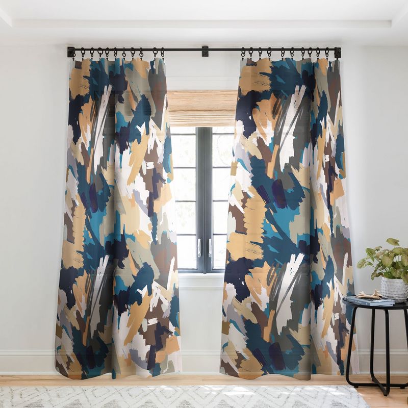 Ninola Design Artistic Texture Blue Gold Single Panel Sheer Window Curtain - Deny Designs, 1 of 7