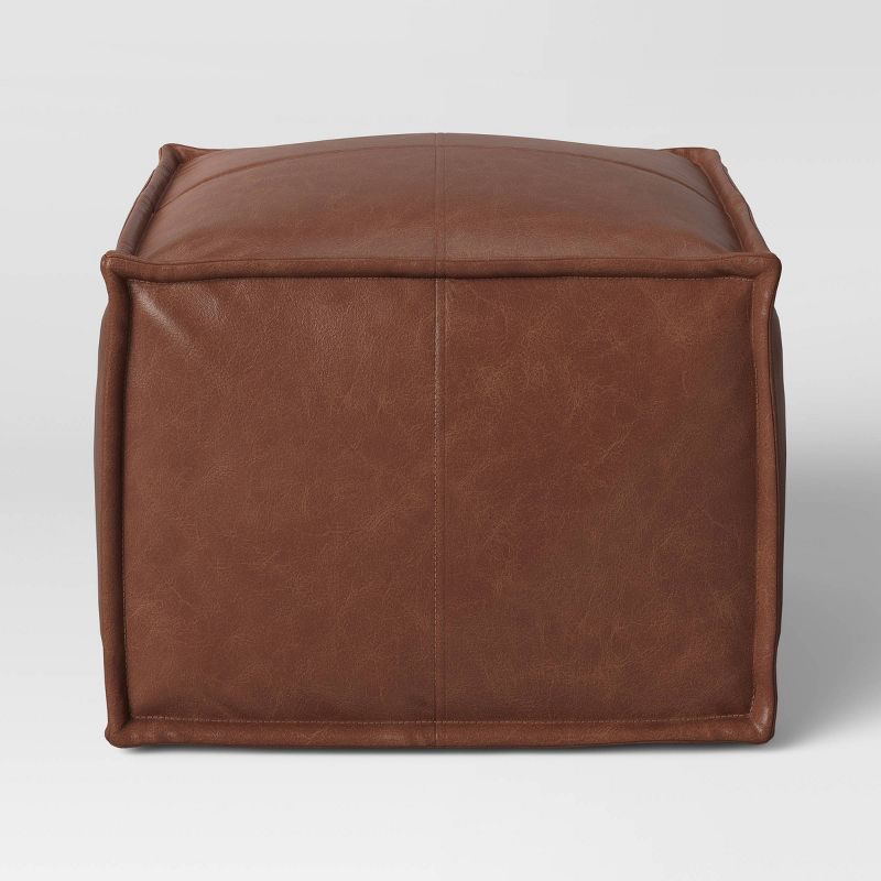 Earl Faux Leather French Seam Ottoman - Threshold™, 1 of 10