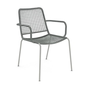 Amazonia 2pc rust-free aluminum and rope stackable chair set Black with Grey Cushions - 1 of 1