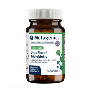 Metagenics UltraFlora Triplebiotic with Akkermansia, Gut Health & Barrier Support, Prebiotic, Probiotic & Postbiotic, 30 Capsules - 1 of 4