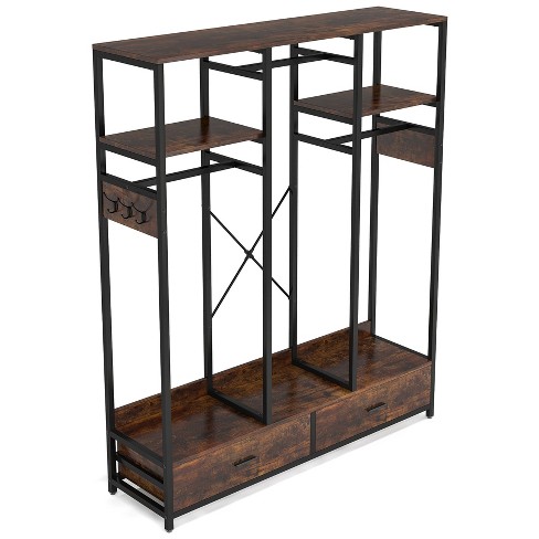 Tribesigns Freestanding Closet Organizer Rustic Brown