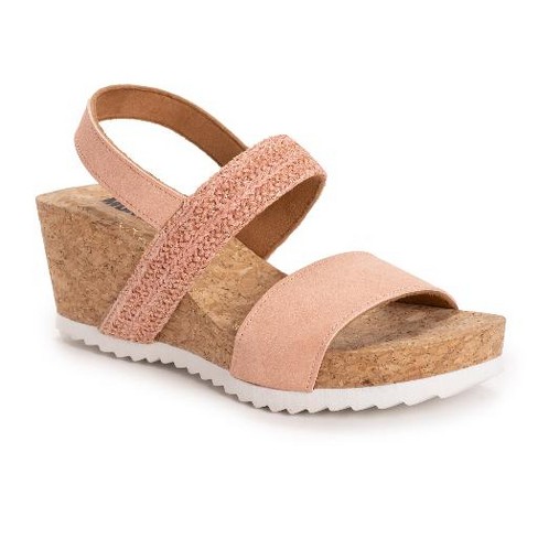 Muk Luks Womens Wendy Wedge Sandal Blush 8 Target