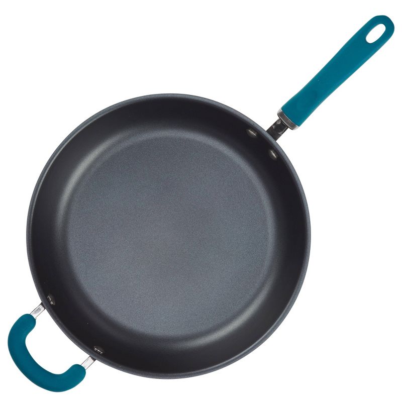 Rachael Ray Create Delicious 12.5" Hard-Anodized Aluminum Nonstick Deep Skillet Teal Handle, 3 of 6