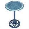 Alpine Corporation 28" Polyresin Pedestal Bird Bath With Scrollwork Base & Ground Stakes Blue - 2 of 4