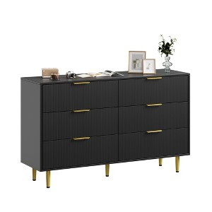 GustoWave 56" Wide Fluted Dresser for Bedroom with 6 Drawers, Wooden Chest of Drawers with Metal Handle & Feet,for Living Room,Bedroom - 1 of 4