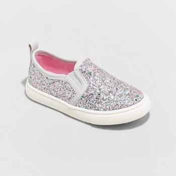 Toddler Girls' Madigan Slip-On Glitter Sneakers - Cat & Jack™ Silver 5T