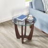 KWPZQEB Round Coffee table, Glass End Table with solid Wood Legs, Small Coffee Table for living Room Bedroom & Balcony - 2 of 4