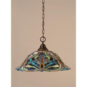 Toltec Lighting Any 1 - Light Pendant in  Dark Granite with 19" Kaleidoscope Art Glass Shade - 1 of 1