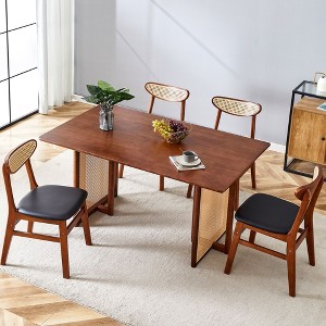 NicBex Dining Table Set for 4 Kitchen Table Ancient Solid Wood Dining Table Imitation Rattan Table Legs Simple Wood Chairs for Dining Room - 1 of 4