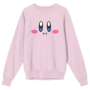 Kirby Full Big Face Crew Neck Long Sleeve Cradle Pink Men's Sweatshirt - 1 of 2