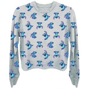 Ladies Lilo and Stitch Shirt - Ladies Classic Lilo and Stitch Tie Dye Skimmer Long Sleeve T-Shirt (Heather Grey, Large) - 1 of 4