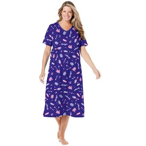 Dreams & Co. Plus Size Long Print Sleepshirt - 1 of 4