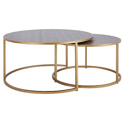 New Pacific Direct Anza Faux Shagreen Nesting Coffee Table Set of 2