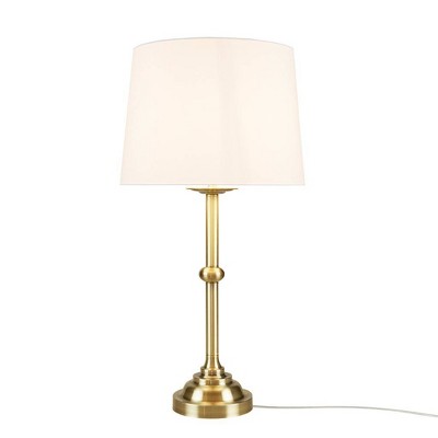 Aelorian Antique Brass Table Lamp with Off-White Shade