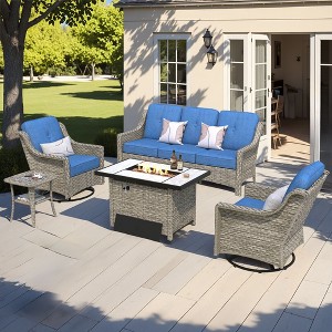 XIZZI OUTDOOR SWIVEL ROCKER SETS: 3-PC Rocker + Modular Sofa & Fire Pit Options - All-Weather Fabric, 8 Color Choices for Patio, Garden, Poolside - 1 of 4