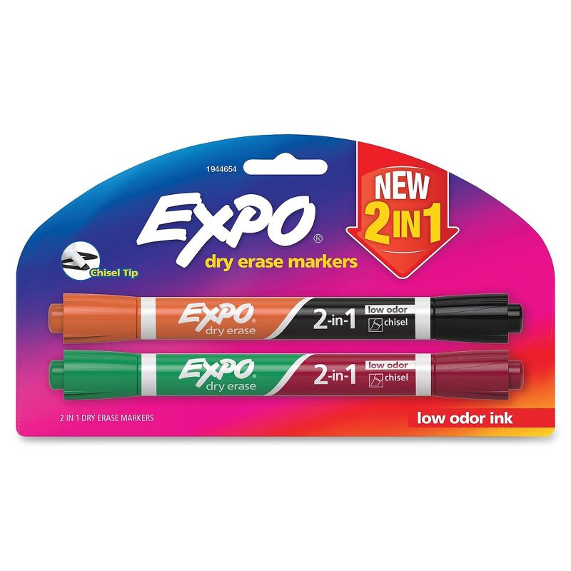 Expo Dual 2-In-1 Dry Erase Markers Chisel Tip 2/PK Ast 1944654, 4 of 5