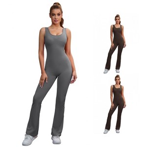 INSPIRE CHIC 3 Pcs Women's Hollow Back One Piece Long Workout Fitness Full Body Shapers - 1 of 4