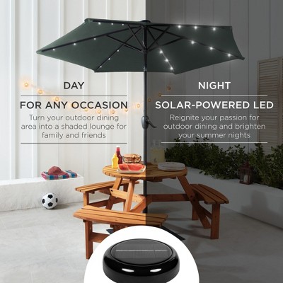 Slate 7.5ft Outdoor Solar Patio Umbrella with LED Lights and Steel Frame