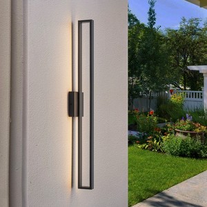 LLHZSY 31  7/10" Matte Black Modern Integrated LED Outdoor Wall Light Fixture Wall Mount for Exterior Porch Yard Patio Garage - 1 of 4